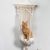 Cat Hanging Hammock Ins Hand Woven Cat Litter Swing Pet Cat Bed Net Bag Woven Cat Fringe Swing Bed Wall Decoration Knitting  Crochet