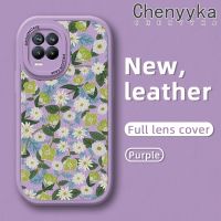 เคส Chenyyka สำหรับ Realme 8 Realme 8 Pro,เคสโทรศัพท์หนังดีไซน์ใหม่ลายดอกไม้แฟชั่นเคสซิลิโคนนิ่มเคสปกป้องเลนส์กล้องรวมทุกอย่าง