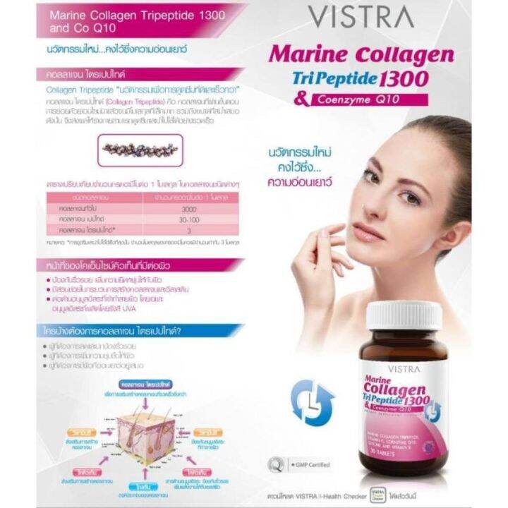 lotใหม่-พร้อมส่ง-vistra-marine-collagen-tripeptide-1300-plus-q10-30-tabs-วิสทร้า-คอลลาเจน-ผสมโคคิวเท็น-แบบเม็ด-30-เม็ด