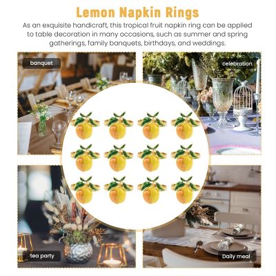 12 Pieces Lemon Napkin Rings Summer Napkin Holders Tropical Fruit Napkin Buckle Decor for Summer Birthday Wedding Party