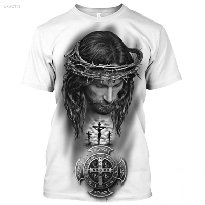 2023 Round Neck T-shirt, Short Sleeves, Jesus Christ Print, Quick Drying, Oversized, Summer Fashion, Mens Unisex
