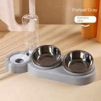 【YF】 2023 Pet Cat Bowl Automatic Feeder Dog Double Food with Water 3 IN 1 Fountain Drinking Raised Stand Dish CAT Bowls