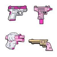 hot【DT】 Pins Cartoon Pink Pistol Brooch Metal Small Gun Revolver Badge