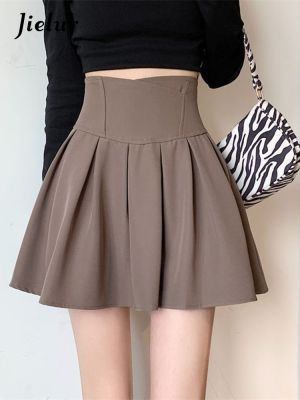 【CC】☁♝∋  Jielur Fashion Waist Skirt Korean Anti-Glare Pleated Female Show Leg Length Skirts