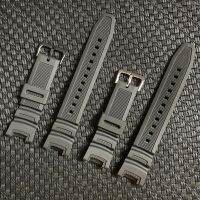 ⌚ Watch strap accessories เหมาะสำหรับ SGW-100 Notch 21 มม. สีดำยาง PU สายนาฬิกานาฬิกาอิเล็กทรอนิกส์ชายเงิน/หัวเข็มขัดสีดำ