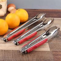 ✓☌♞ Thickened stainless steel food clip barbecue bread steamed cake cooked vegetable