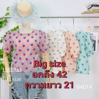 ❣️เสื้อผ้าสำหรับสาวไซส์ใหญ่❣️เสื้อคอกลม แขนบอลลูน ผ้าไหมแก้ว ปักดอกลอย big size 6401