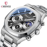 CHENXI/Chenxi multi-functional mens watch calendar moon phase octagonal six-needle watch live broadcast mens watch 【QYUE】