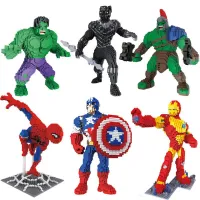 Marvel Avengers Super Heroes อาคารบล็อกเพชรสีดำ Panther ตัวเลขการกระทำ Thor Iron Man Mini Block ของเล่นสำหรับเด็ก