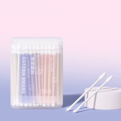 ❃❉♦ 100PCS boxed Beauty Cotton pad swab Paper stick cotton swab head disposable health Special makeup Cotton pad swab Beauty tool