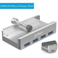 ORICO MH4PU-P USB 3.0 Hub Metal Chassis Back Clip USB3.0 4 Ports Splitter Type-A to Type-A Adapter for Notebook Computer