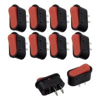 ‘；。、】= 10 Pcs SPST Oval Red On/Off Rocker Switch AC 250V/6A 125V/10A 28X13mm KCD1-106