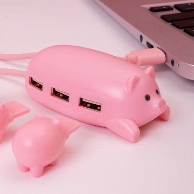 ฮับ2.0 USB USB ลูกหมูสีชมพูพร้อมฝาปิดตกแต่งลูกหมู3ตัวของขวัญที่ยอดเยี่ยมสำหรับคนรักหมูของตกแต่งหมู Feona