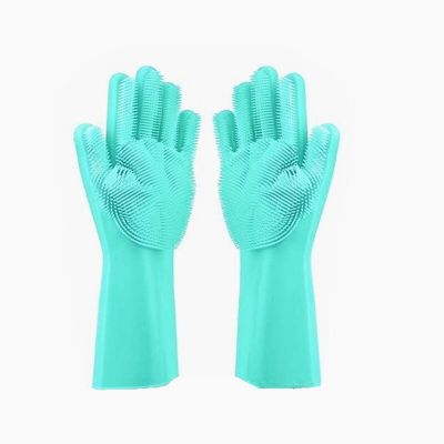 1pair Green Magic Silicone Dish Washing Gloves Kitchen Accessories Dishwashing Glove Household Tools for Cleaning Car Pet Brush Safety Gloves