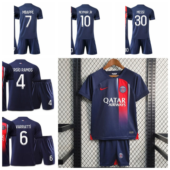 Buy Sports PSG Home Messi Football Jersey 2023-24 and Lacazette 9 Third  Football Jersey 2023/2024 (10-11Years) Multicolour at