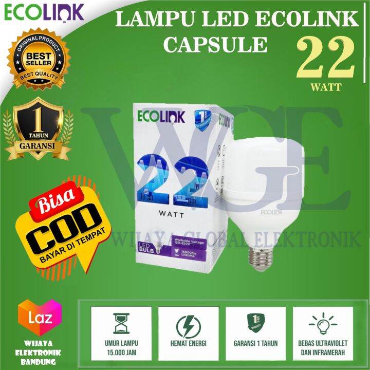 Bundle 3 Pcs Lampu Led Ecolink Capsule Kapsul Bohlam Bulb 22 Watt