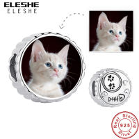 ELESHE Cute Pet Paw Print &amp; Fish Rack Beads 925 Sterling Silver Customize Photo Charm Fit Original Bracelet Women Jewelry Making