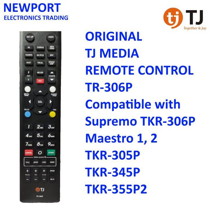 ORIGINAL TJ MEDIA HAND REMOTE TR-306P COMPATIBLE WITH TJ MEDIA SUPREMO ...