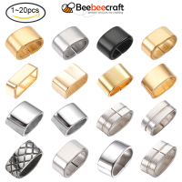 Beebeecraft 1-20pcs Rectangle Slide Charms Stainless Steel Slide Charms Rectangle Pendant Charm Large Hole Leather Cord Slider Loose Beads for Bracelets Necklace Jewelry Making