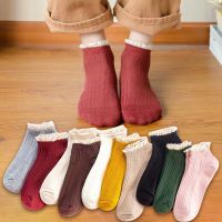 Lace Ruffles Sweet Pure Color Cotton Women Ladies Socks Personality Harajuku Art Ruffled Edge Sock High Quality Spring Summer