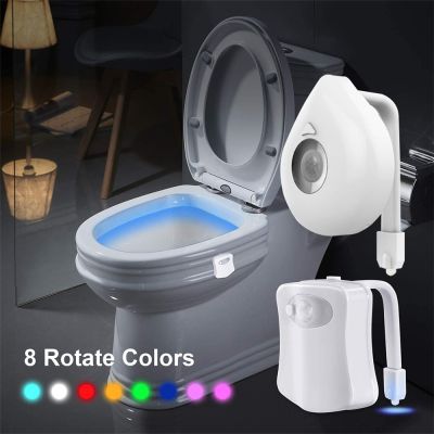 LED 8 Colors Toilet Decorative Light Waterproof Motion Sensor Bathroom Night Light with Replaceable Battery IP65 for RestroomLED Night Lights