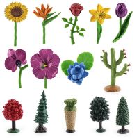 8pcs/set Realistic Trees Flowers Miniature Plants Daffodil Rose Tulip Elm Maple Model Montessori Figure Scenery Cognitive Toys Artificial Flowers  Pla