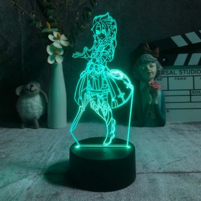 Genshin Impact LED Night Light Sensor Kids 3D Neon Lamp Albedo Figure Anime Nightlight for Gaming Room Party Decor Birthday Gift