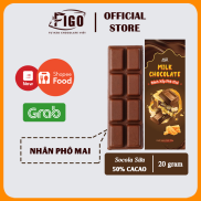 Bar 20gr- Milk Chocolate, Kẹo Socola sữa 50% Cacao nhân Phô mai