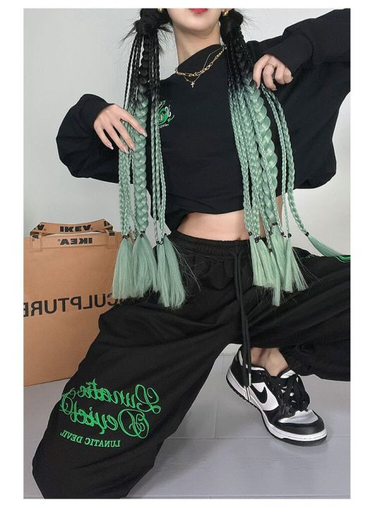 ฮิปฮอปแบบกอธิคทรงแบ็กกี้กางเกงผู้หญิงสไตล์ฮาราจูกุ-streetwear-ขนาดใหญ่กว่าตัวเกาหลีกางเกง-y2k-เคป๊อปกางเกงกีฬาจ๊อกกิ้ง