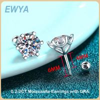 EWYA 0.5-2Ct Moissanite Screw Stud Earrings D Color 925 Sterling Silver 6 Prong Diamond Earrings For Women Wedding Fine Jewelry