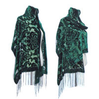 2020 Luxury nd Green Scarves Velvet Shawls Women Winter Warm Muslim Shawl Thick Blankets Tassel Scarf Holiday Gifts2023