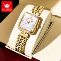 OLEVS Casual Watch For Women Korean Style Waterproof New for 2023 Fashion Square Dial Stainless Steel Strap Original