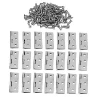 ABHG 20 PCS Folding Butt Hinges Silver Tone Home Furniture Hardware Door Hinge With 120 PCS Stainless Steel Screws Door Hardware Locks