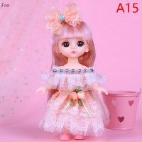 Fre ตุ๊กตา17Cm กับเสื้อผ้ารองเท้า DIY ข้อต่อที่สามารถเคลื่อนย้ายได้รูปของขวัญเด็กหญิงเด็กชายของเล่นตุ๊กตา