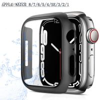 Tempered Glass cover For Apple Watch 8 7 44mm 40mm 42mm 38mm PC bumper Screen Protector Case iWatch series 6 5 se 4 3 41mm 45mm