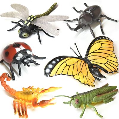 Export simulation solid butterflies dragonflies scorpion grasshoppers lady beetle insect animal model toys suit furnishing articles