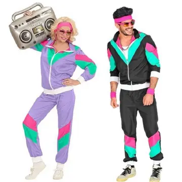 80s Costume Vintage Style Tracksuit 90s Hip Hop Costumes Shell Suit Party  Dress For Men Women