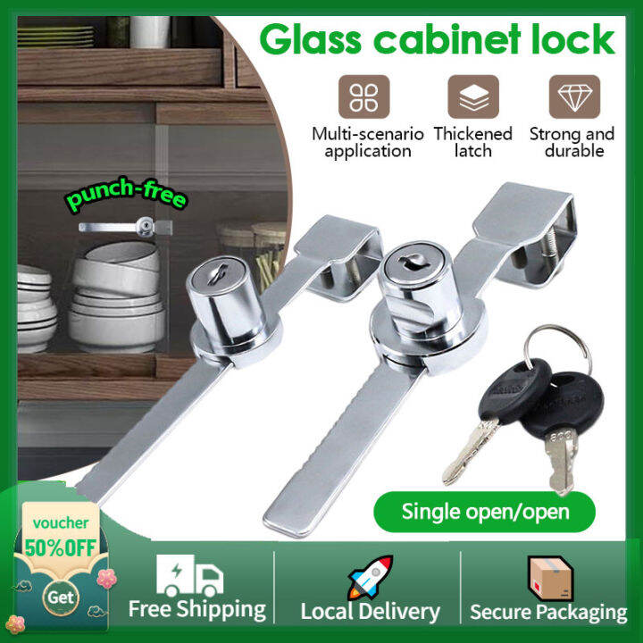 Sliding Glass Door Lock No Drill Display Showcase Counter Double Sliding Door Lock Glass