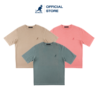 KANGOL T-shirt เสื้อยืดปักลายโลโก้ KANGOL สีกากีและสีเขียว unisex 63251007