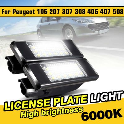 2x Car Rear 18 LED SMD License Number Plate Light Lamp 6000K For Peugeot 106 207 307 308 406 407 For CITROEN C3 C4 C5 C6 C8 Bulbs  LEDs HIDs