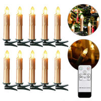 Golden LED Electronic Candles Light Battery Operated Fake Candle Warm White With Timer Remote New Year Christmas Candle Decorate