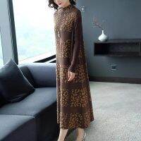 Womans Clothes Elegant Big Yards Wool Knitting Dress Skirt Leisure Loose Long-Sleeved Knee-Length Dress 2021 New Womens Clothe
