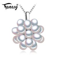 FENASY Natural Freshwater Pearl Necklaces For Women Many Pearls Flower Pendant Chain Choker Necklace Idea Gift