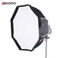 TRIOPO Softbox เสาแปดเหลี่ยม พร้อมที่จับ ผ้านุ่ม ไฟแฟลชบนกล้อง พับได้ สำหรับ Godox Yongnuo Andoer ขนาด 65 ซม.