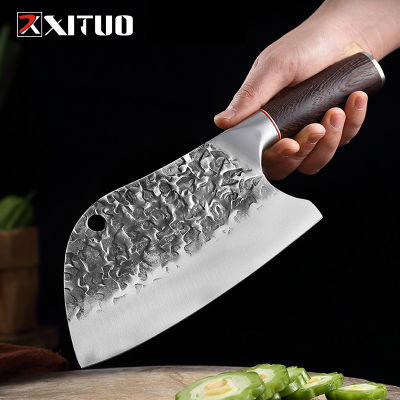 Serbian Knife Handmade Forged Broad Butcher Knife Stainless Steel Kitchen Chef Fishing Meat Knife Fixed Outdoor Filleting 🔥พร้อมส่ง🔥ส่งจากร้าน Malcolm Store กรุงเทพฯ