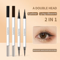 2 In 1 Waterproof Gel Eyeliner Pencil Brown Black Soft Easy To Apply High Pigment Matte Eyeliner Long Lasting Glitter Eye Makeup