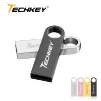 New TECHKEY usb flash drive 8gb 16gb 64gb pendrive флешка waterproof metal silver pen drive 128gb флеш карта u-disk stick gift