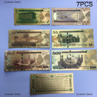 [Lowest Sale] 7ชิ้น/เซ็ตโบราณฟอยล์ทองซาอุดิอาระเบียสกุลเงินที่ระลึก banknotes Decor