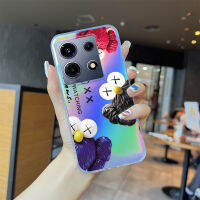 GGK เคสมือถือโปร่งแสงเลเซอร์สำหรับ Infinix Note 30 VIP ยอดนิยม KAS Bear TPU แบบบางมากอ่อนขอบเคสกันกระแทกมีสีสันในตัวเคสบัตรเลเซอร์