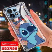 Motorola MOTO X40 X30 Pro Edge 30 Ultra Neo S30 Pro E22i E13 E6s ขอบ20 Lite เต็มใสเคสคริสตัลการ์ตูนตะเข็บถุงลมเคสกันกระแทกเจลลี่